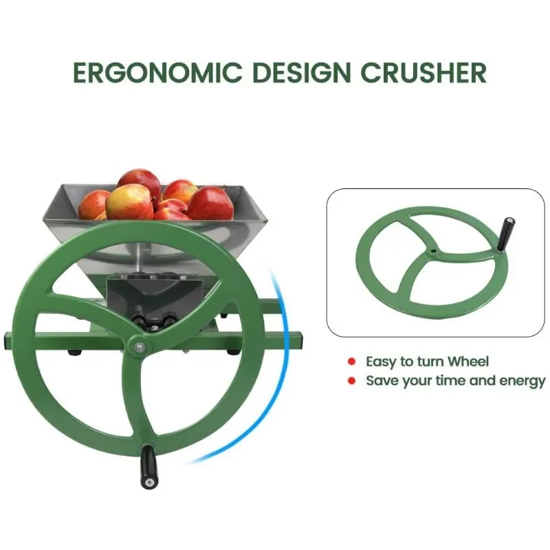 Big Flywheel Apple Crusher Hand Shake Stainless Steel Homemade Apple Wine 7L Crusher