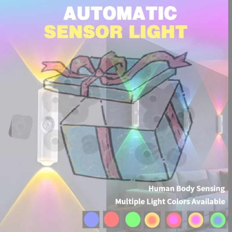 【CCA】Rechargeable Magnetic Wall Lamp LED Motion Sensor Light Color Night Light Automatic Room Lights