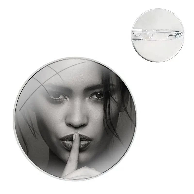 Glass Dome Brooches Shirt Lapel Bag Cute Badge Pins For Clothes Hat Accessories Sexy woman sexy lips