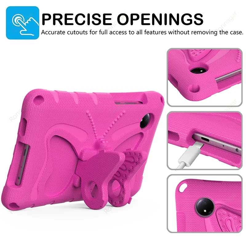 Kids Butterfly Safe Heavy Duty Case for Xiaomi Redmi Pad SE 8.7Inch 4G Case 2024 Sturdy ShockProof Tablet Cover Redmi Pad SE 8.7