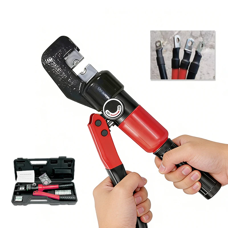 Hydraulic Crimping Tool with 9 Dies for Copper Aluminum Terminal Crimping 4-70mm² Cable Lug & Wire Rope Crimper
