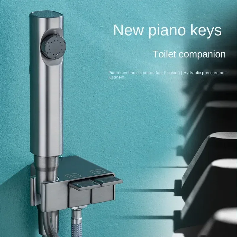 Toilet Bidet Sprayer Piano Keys Double Outlet Angle Valve Wall-mounted Double Outlet Bidet Toilet Accessories Cold Water Copper