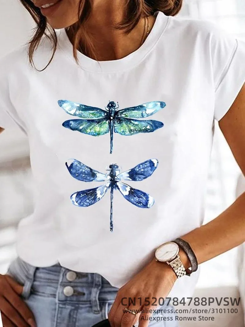 Fashion Short Sleeve Trend Casual T-shirts Clothes Women Female Summer T Clothing Ladies Print Graphic Tee