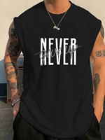 Men's summer casual sports fitness loose NEVER gift up printed comfortable breathable round neck sleeveless vest