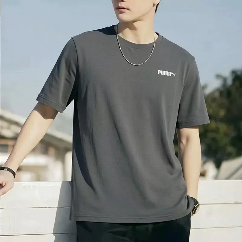 Puma short-sleeved T-shirt for men, summer pure cotton round-neck sporty casual loose-fitting versatile top 691340-86