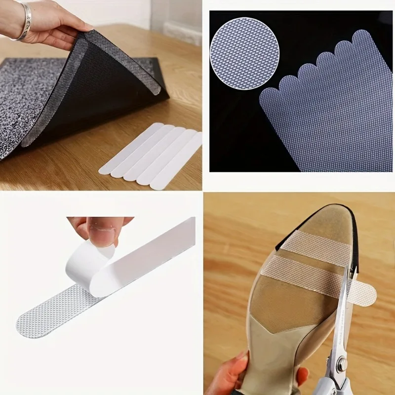 12Pcs Transparent Anti Slip Bath Stickers With Scraper PVC Waterproof Safety Treads For Bathtub Shower Room