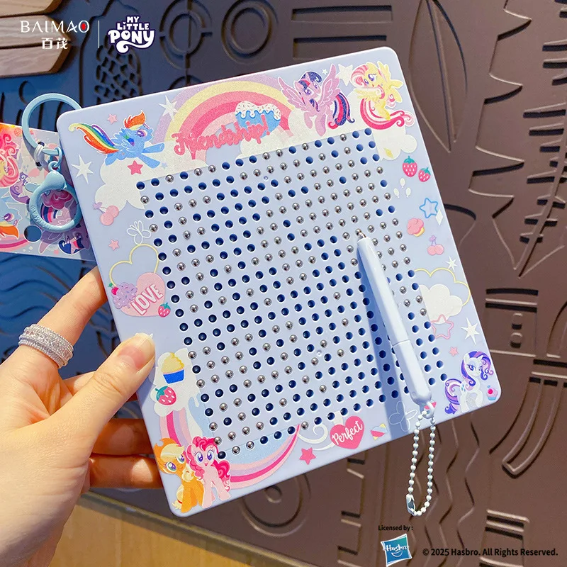 

Authentic My Little Pony Large Magnetic Steel Bead Drawing Board Keychain Erasable Fidget Educational Reusable Backpack Charm
