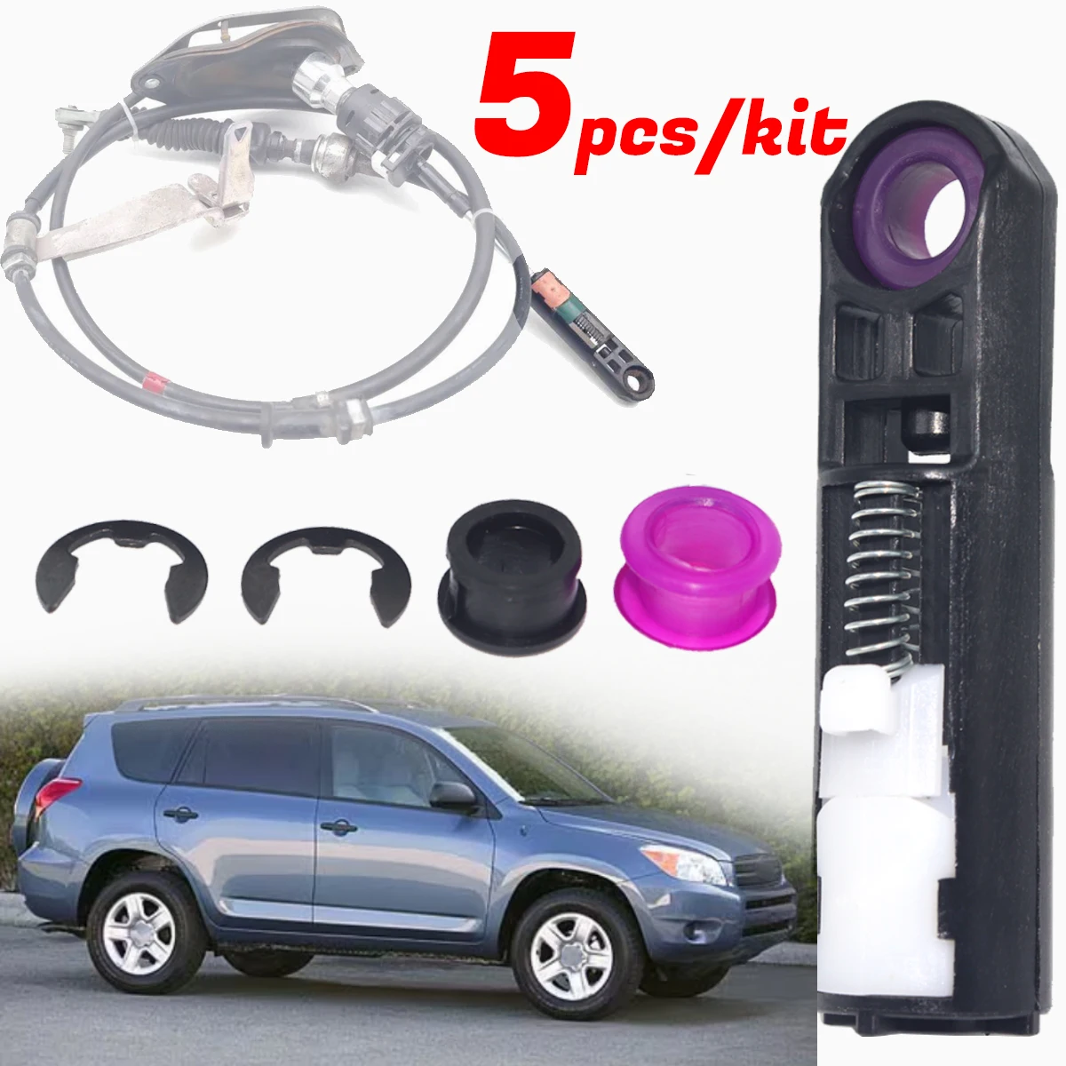 5pc for Toyota RAV 4 (XA30) 2006-2016 Gearbox Shift Cable Linkage Control Bushing Gear Lever Selector End Rod Connect Drivetrain