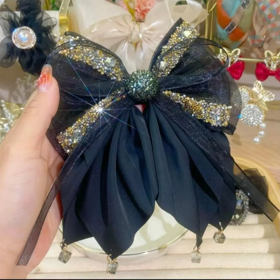 New Fabric Rhinestone Crystal Hairpin Butterfly Bow Hair Clips for Girls Women Fashion Wedding Headpiece Korean Hair Accessories