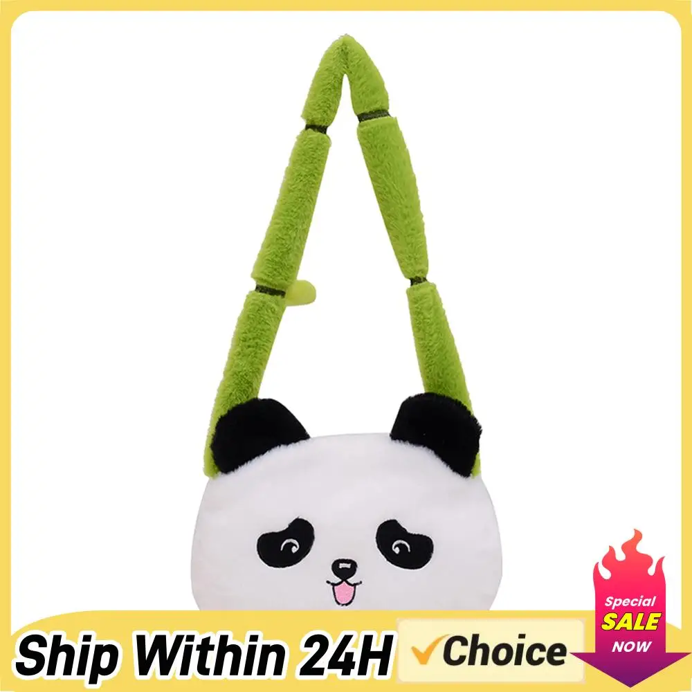 

Женская сумка через плечо в форме панды, плюшевая сумочка с ремешком в форме бамбука, клатч для путешествий и шопинга