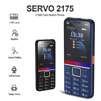 SERVO 2175 Dual Flashlight Button Mobile Phone 3 SIM Card Speaker Magic Voice Bluetooth Dial 2.8”Screen FM Feature Telephone MP3