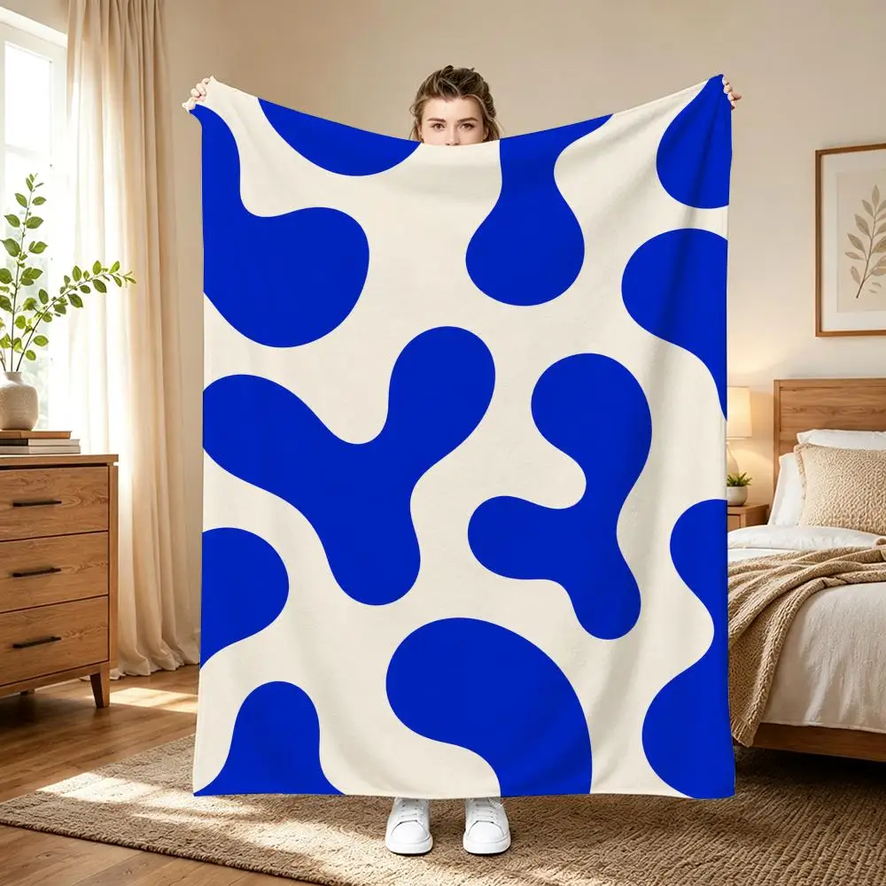 Blue White Marble Abstract Pattern Throw Blanket for Home Bedroom Bed Sofa Children's Soft Blanket Cute