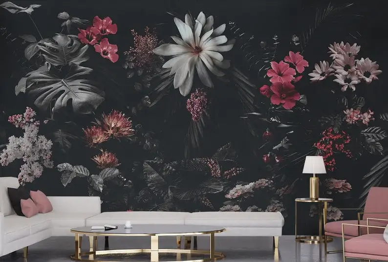 Dark Floral Wallpaper Peel and Stick Amazing Dark Flower Wall Mural