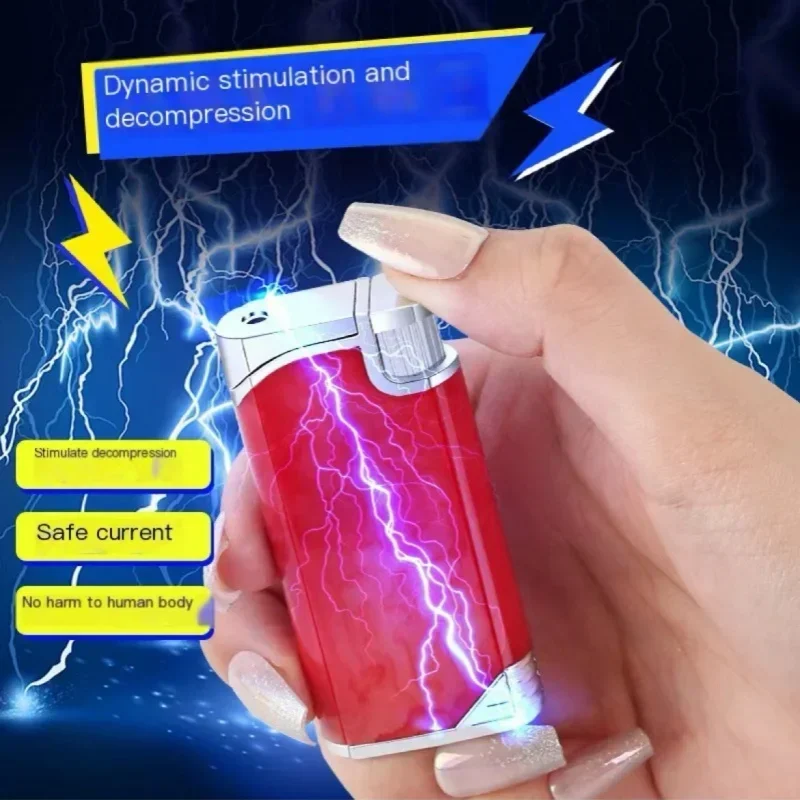 Creative Prank Lighter Windproof Jet Green Flame Hidden Fire Outlet Safe Current Funny Butane Gas Funk Lighters Smoking Gadgets