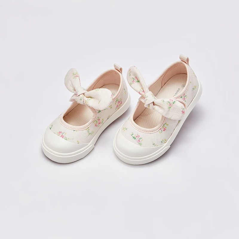 Dave Bella Children's Canvas Shoes Pink Kid Girls' Rubber Sole Shoes Spring Floral Print Casual Canvas Shoes DB1247824