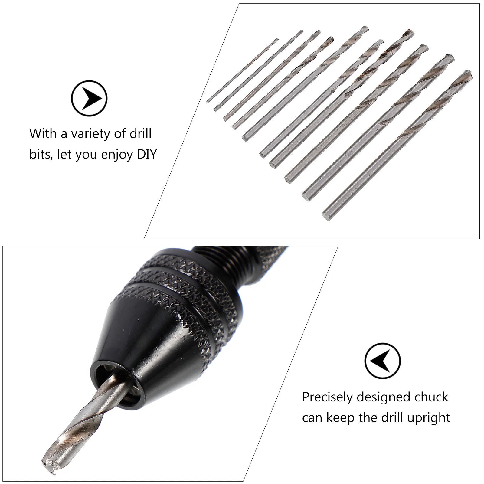 1Set Pin Vise Hand Drill Micro Mini Drill Bits Kit Precision Compact Rotary Tool for Manual Work DIY Tool Kit Hand Rotary Tools