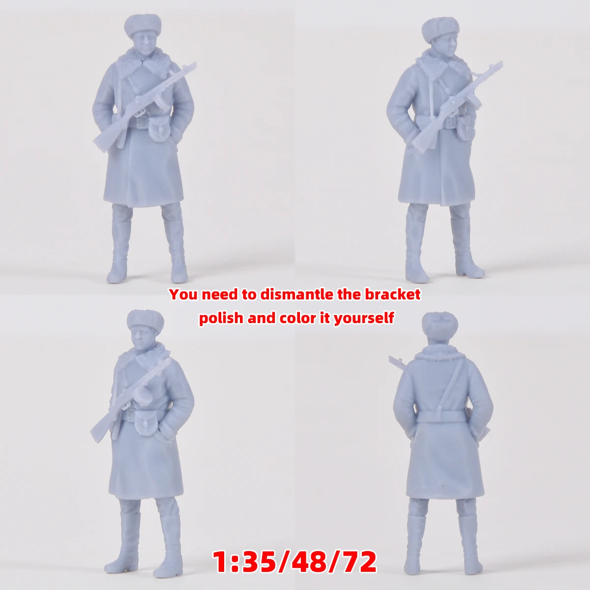 Maßstabsgetreuer Miniaturmodellbausatz, sowjetische Soldaten, Offiziere, Set, Militär, zum Zusammenbauen, unbemalte Figuren, Diorama, 1939–1945, 6 Stück, 1/35, 1/48, 1/72 – Detail 7