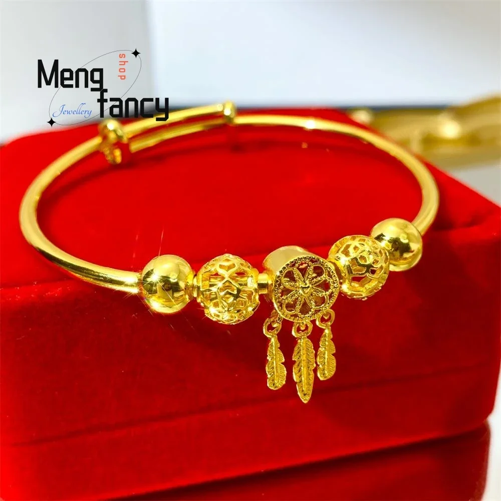 

Sand Gold New Sweet Fashion Bell Round Bead Tassel Bangle Adjustable Exquisite Elegant Sexy Young Girls Luxury Quality Jewelry