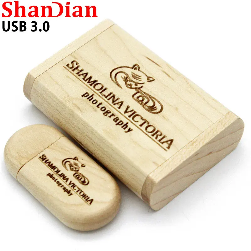 Real Capacity High Speed Wedding Gifts USB 3.0 USB Flash Drives Wooden Clamshell Gift Box Pen Drive 64GB/32GB/16GB/8GB/4G U Disk