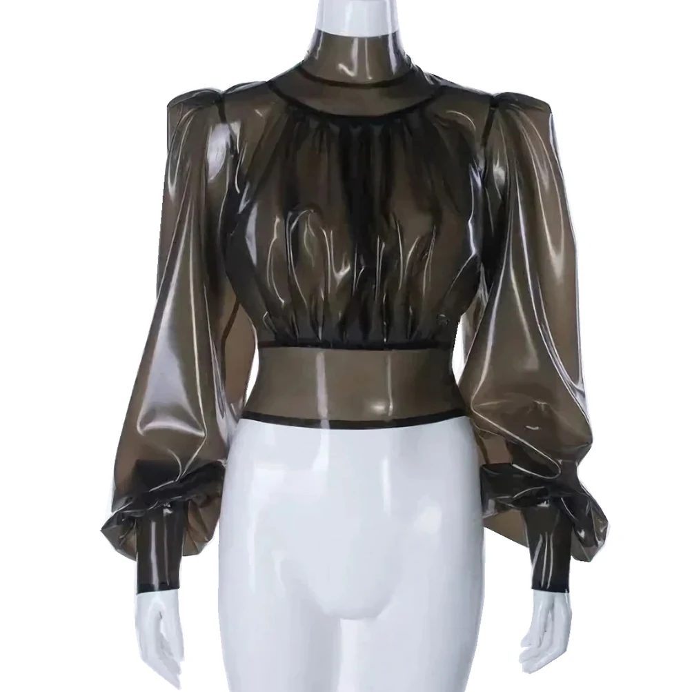 Handmade Latex Rubber Shirt with Loose Sleeves Costumes S-LSW059