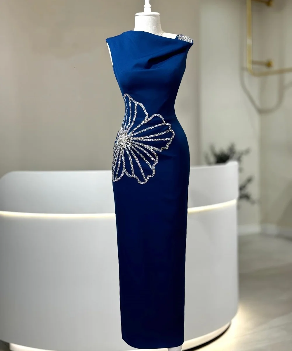 

Customized Matching Jersey Sequined Pattern Straight Off-the-shoulder Midi Dresses Bespoke Occasion Dresses Saudi Arabia