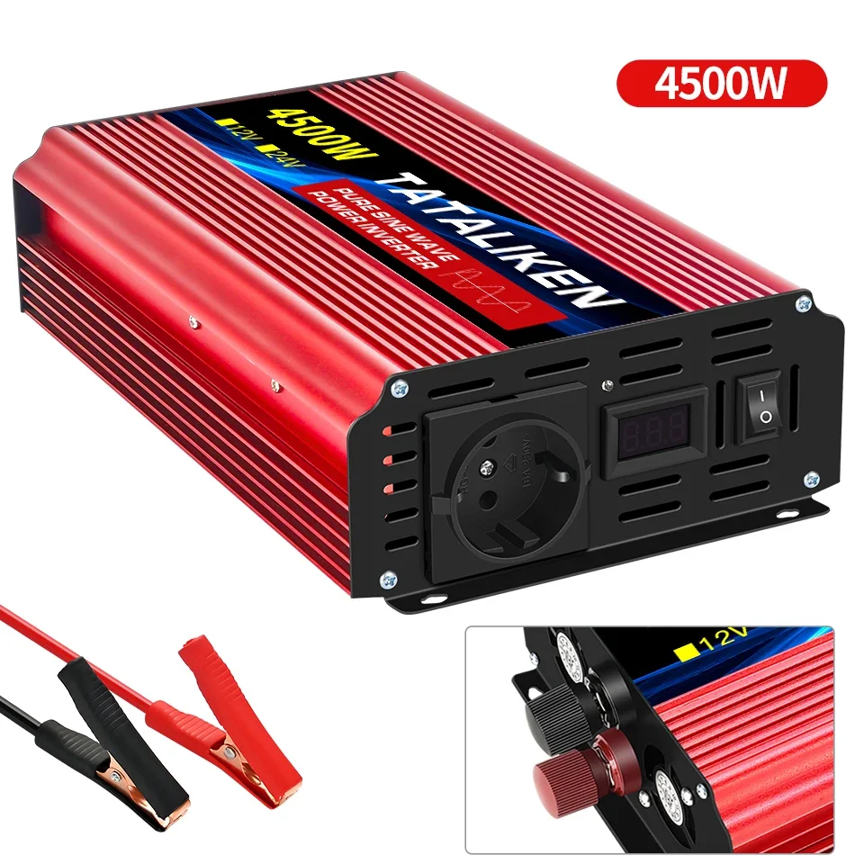 3500 W/4500 W/5000 W/6000 W Zuivere Sinus EU Socket Auto Omvormer DC 12 V naar AC 220 V 50 HZ Voltage Converter met Smart LCD Sc - afbeelding 1