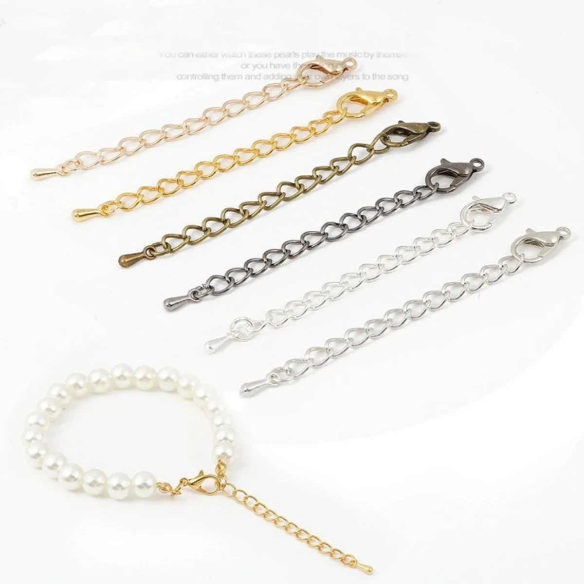 10pcs 5.5CM Gold Silver Plated Extended Extension Tail Chain Lobster Clasps Connector For DIY Necklace Jewelry Making Findings