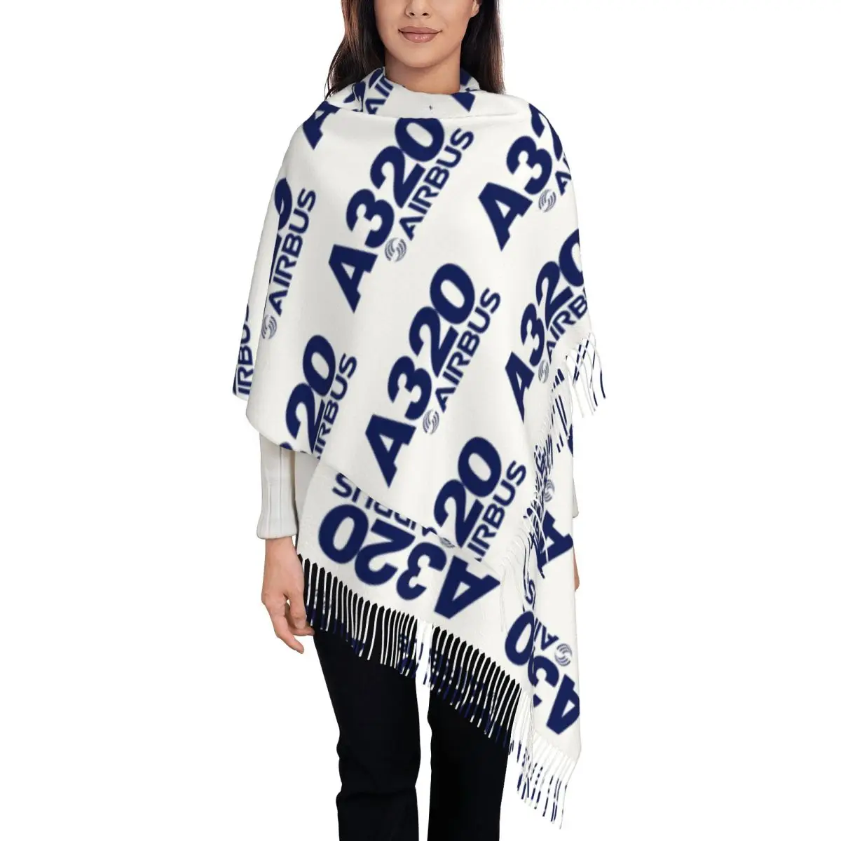 Airbus A320 Logo Scarf Tassel Scarves for Women Soft Warm Shawls and Wraps Large Fall Winter Shawl Wrap