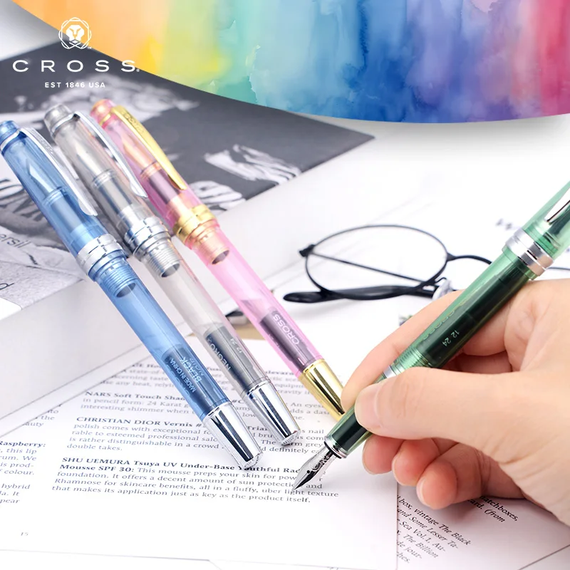 Cross Bailey Light Transparent Fountain Pen, for Calligraphy & Business Use, for Adults & Students, Refillable Ink Cartridge