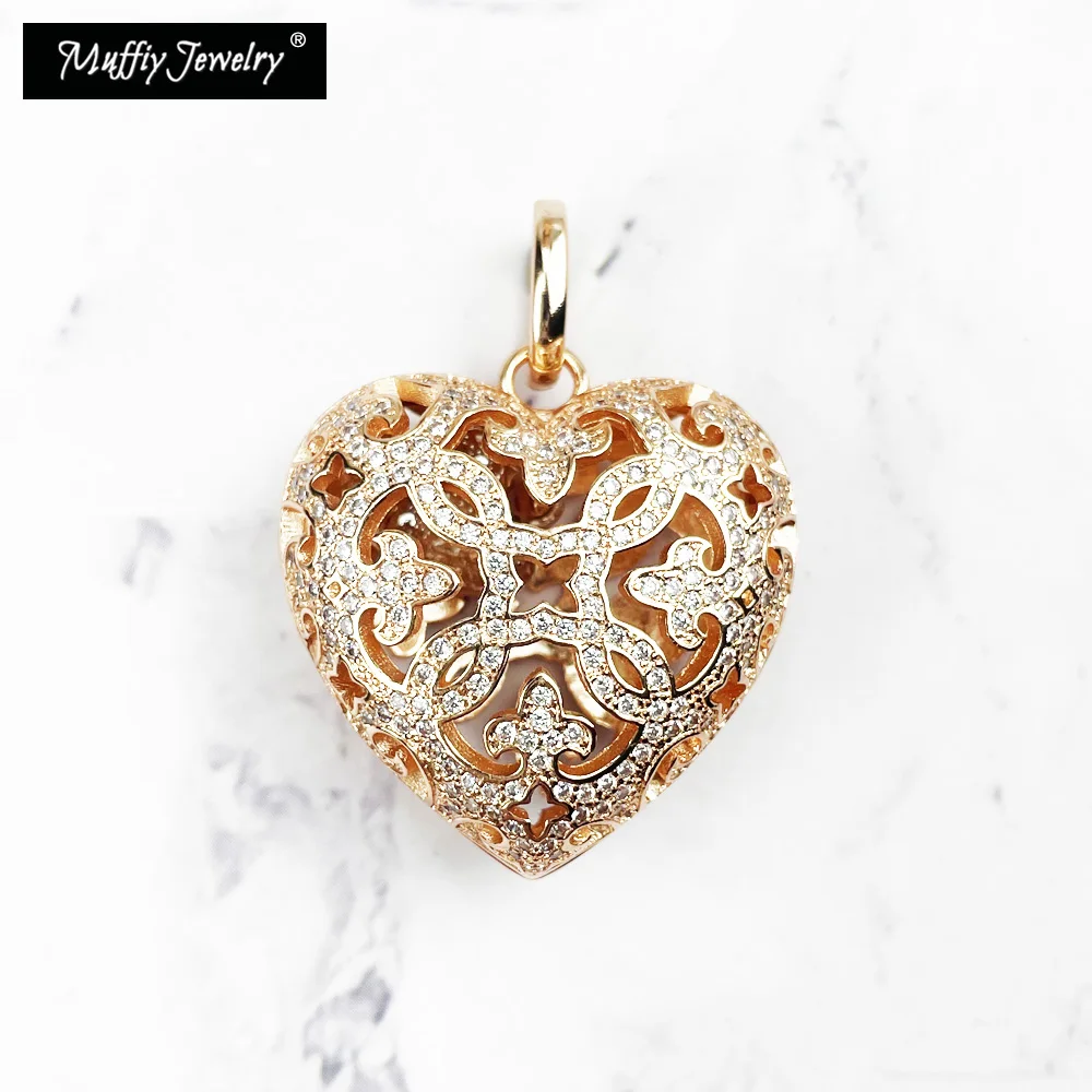 Pendant Hollow Out Heart Locket Openable Rose Gold In 925 Sterling Silver Glam Fine Jewerly Fit Necklace Romantic Love Gift