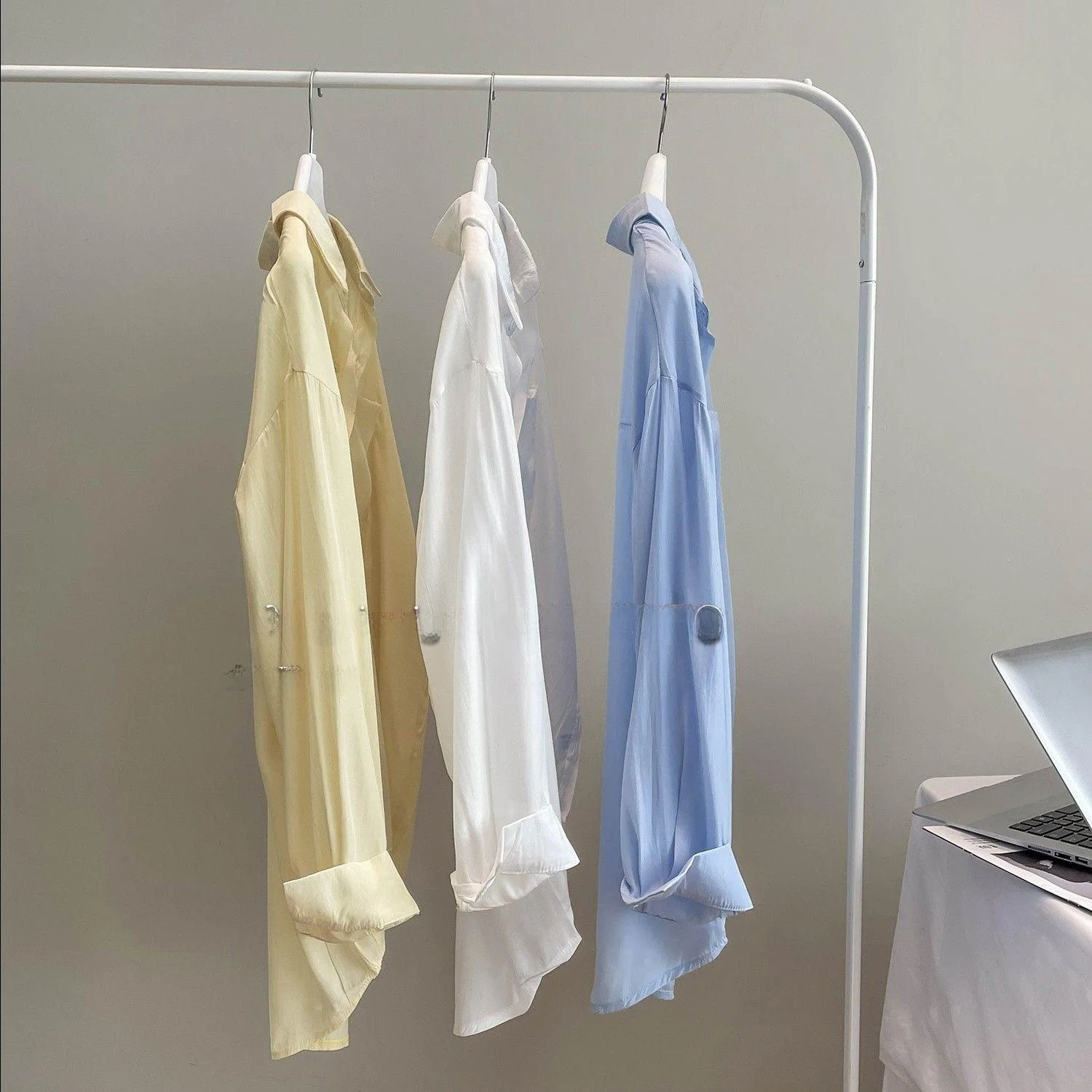 Blue Women's irt Casual Loose Fit Long Sve Button down  Ne Pure Color Spring Autumn Large Size Tagl Design