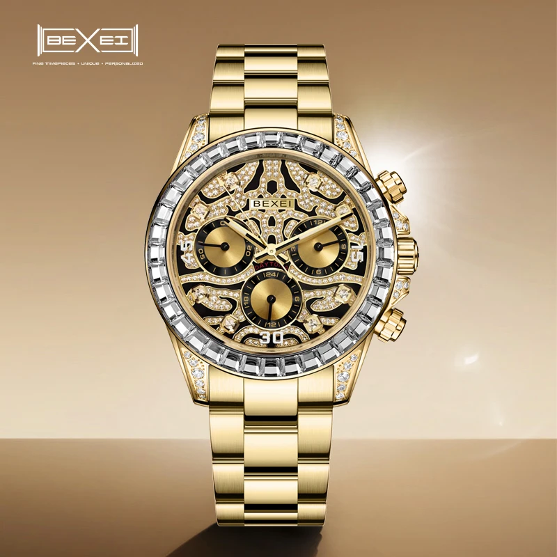 

BEXEI 2025 Tiger Face Dial Design Watch for Men 316L Stainless Steel Luminous Waterproof Business Automatic Mechanical Watches