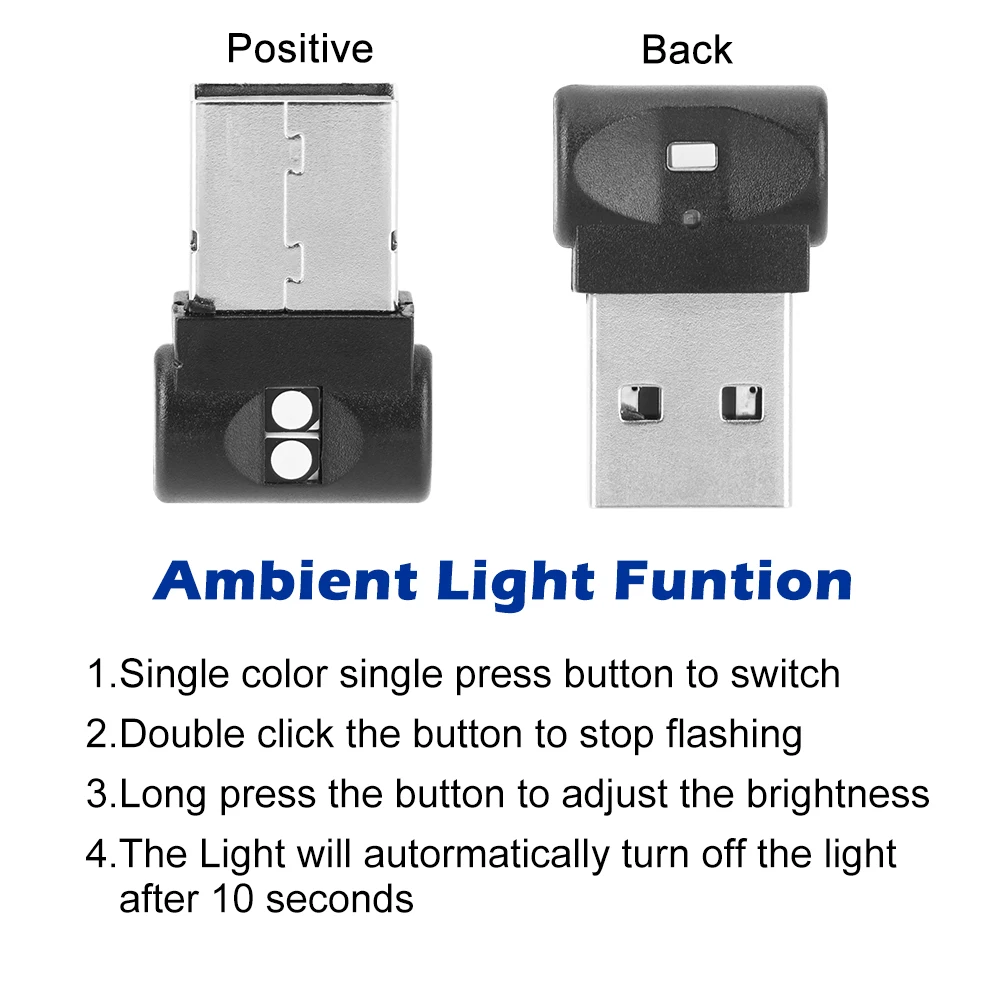 Plug And Play Mini USB Car Foot Light PC Auto Interior Colorful Decorative Lamp LED Atmosphere Light Emergency Lighting