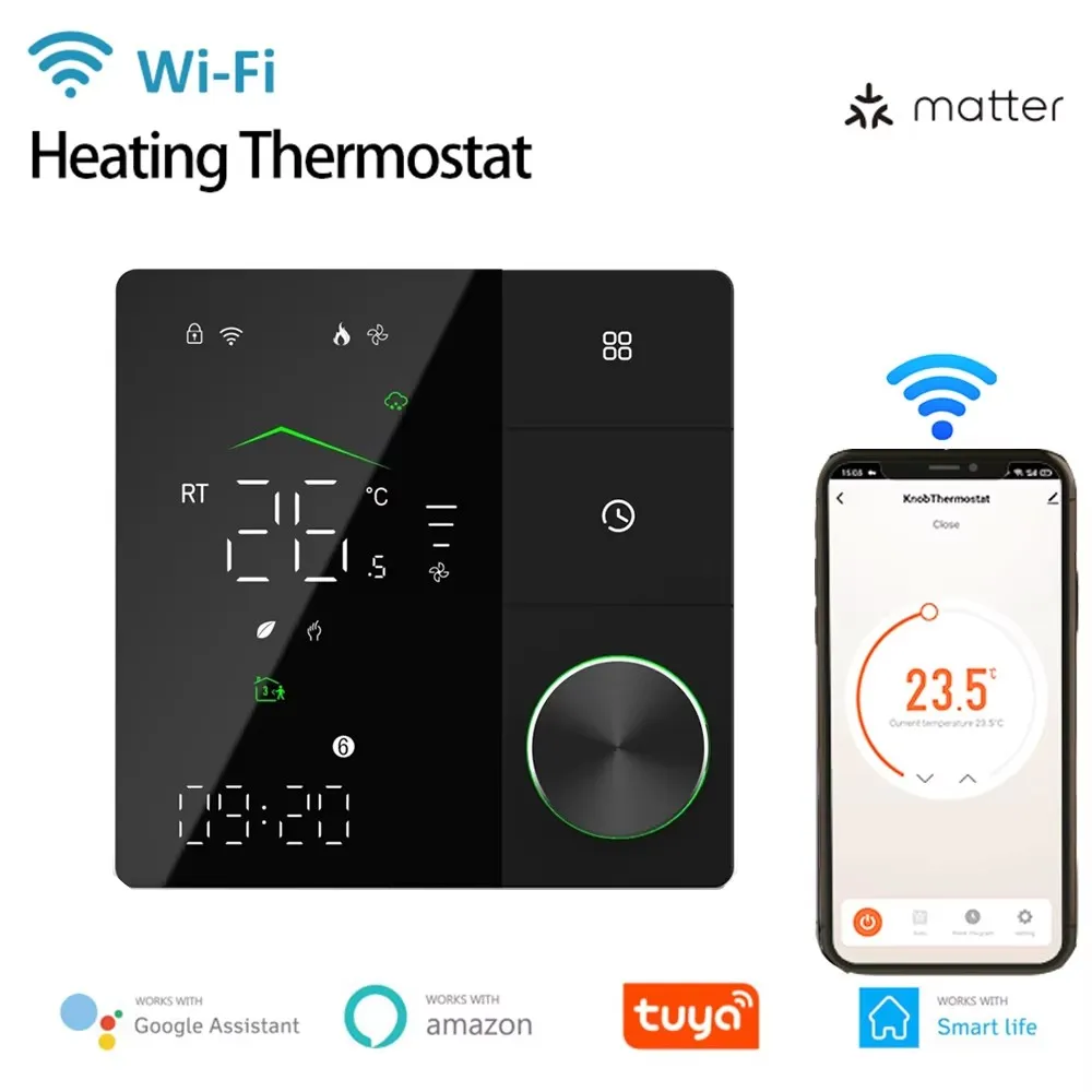 

Matter Tuya WiFi Smart Thermostat 16A Electric Heating Temperature Controller for Heating Cooling with NTC3950 10K Smart Life