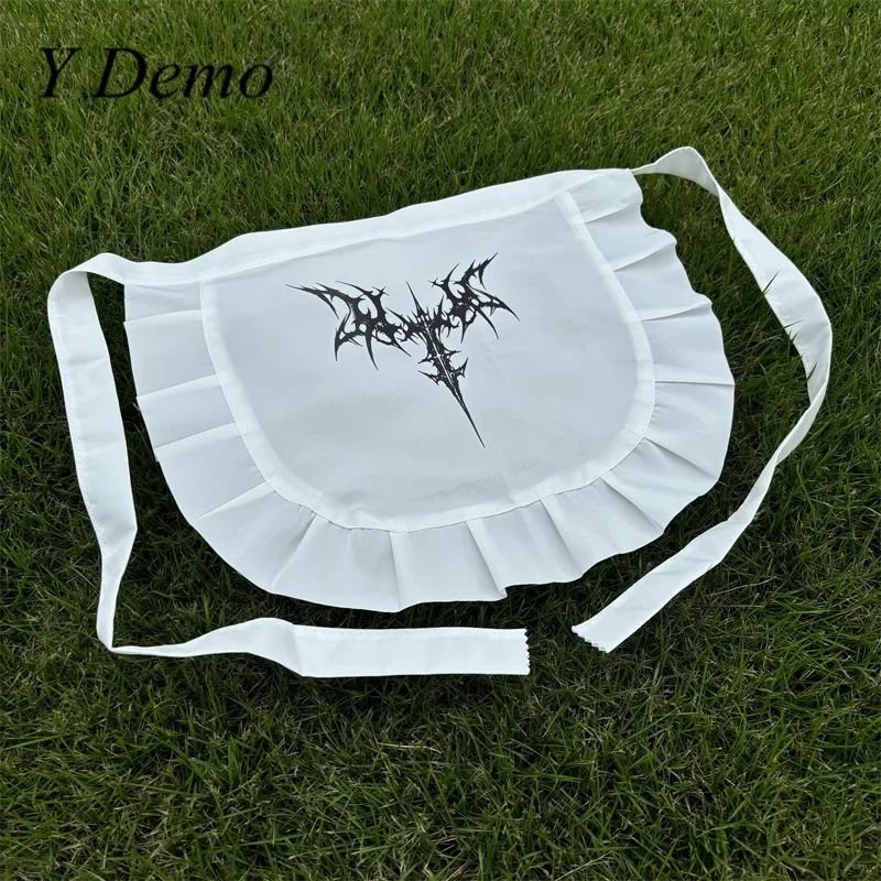 Y 데모 귀여운 금붕어 곤충 프린트 Drawstring Cummerbunds 여성 Y2k 재미 있은 코스프레 앞치마