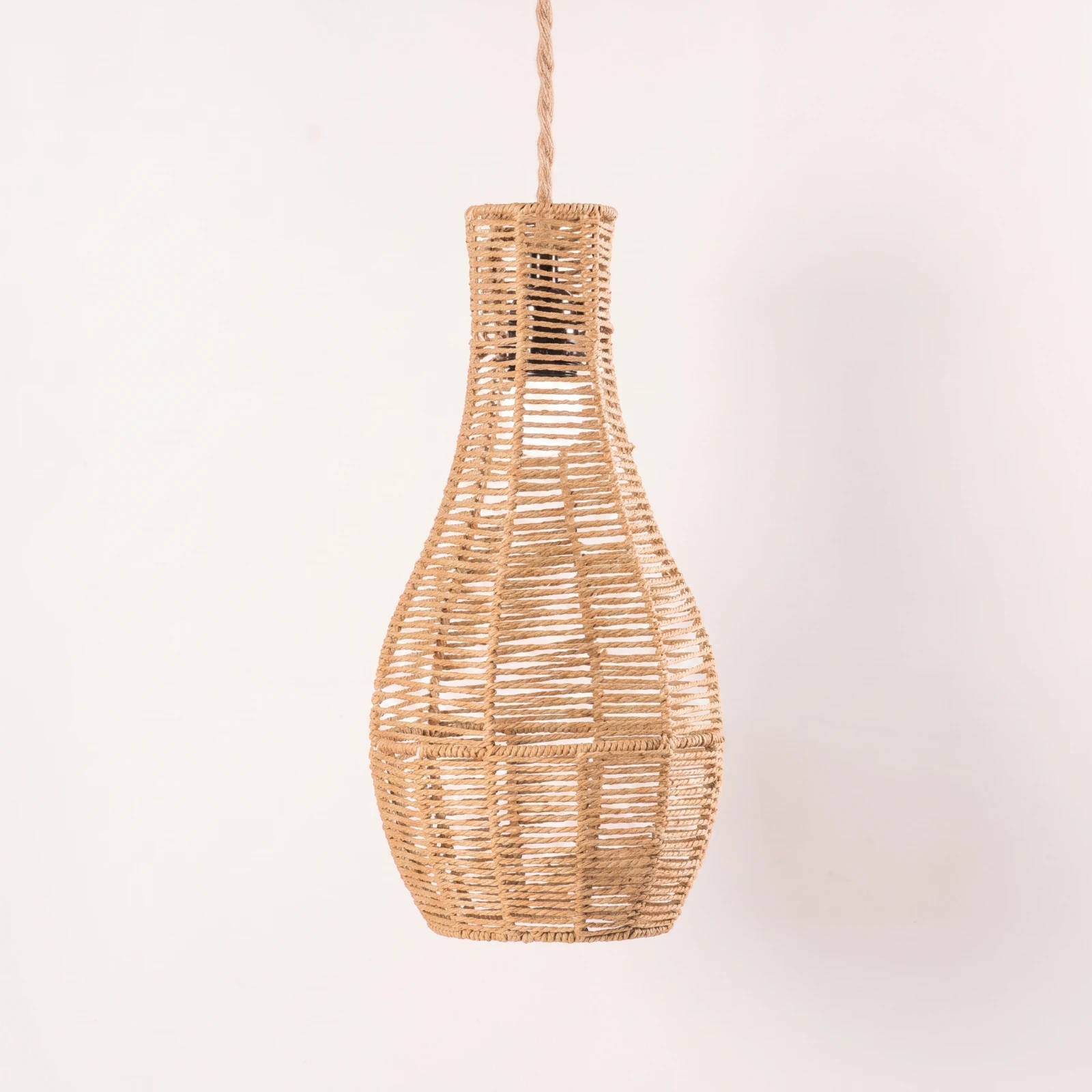 Woven Pendant Lampshade Handmade Paper Rope Lampshade Woven Lamp Shade Rustic Gourd Pendant Shade Cozy for Dining Room