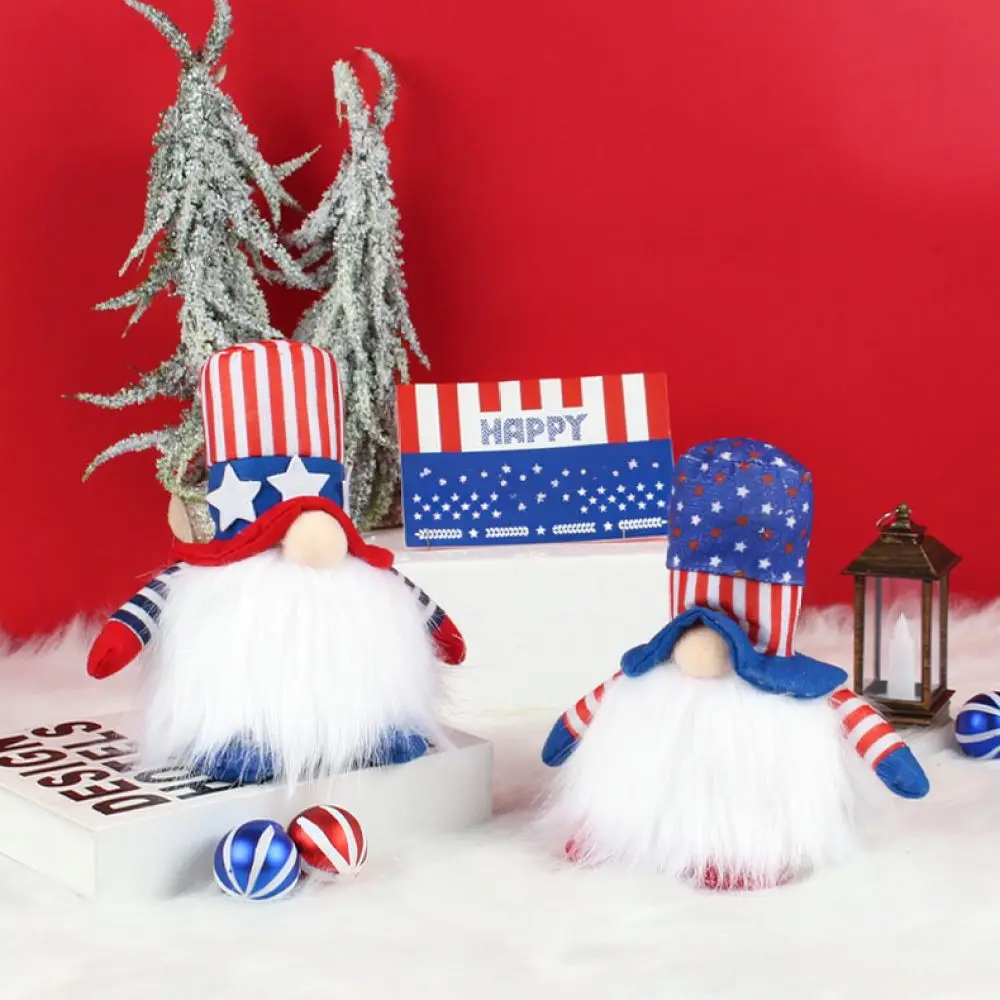 Patriotic Light Up Faceless Gnome Figurine Day Rudolph Doll Home Party Decorative Ornament For Gangzhilian
