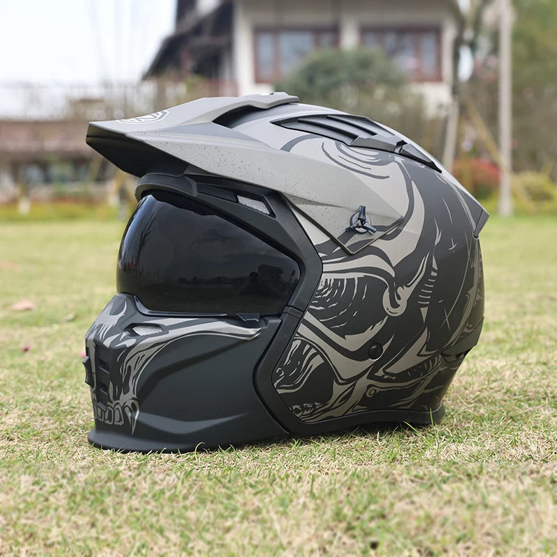 ORZ-163 Motorcycle Helmet Men's and Women's Retro Street Fighter Combination Helmet Full Helmet Detachable Half Helmet