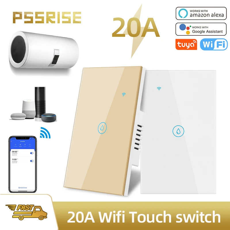 

PSSRISE Tuya Smart Wifi Water Heater Boiler Touch Switch Air Conditioner Light Timing Us Wall App For Alexa Google Home 40A /20A