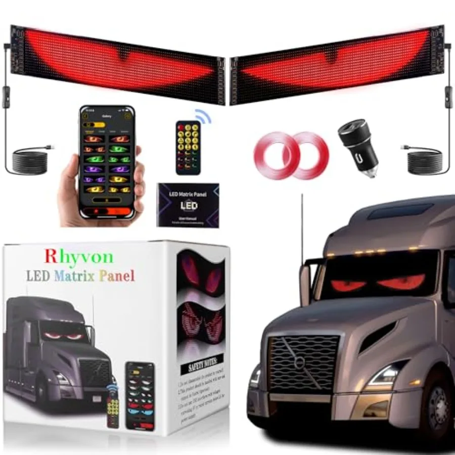 

2PCS Devil Eyes Light for Cars Led Eyes for Car Windshield Programmable Led Sign Controlled by a Remote Control and a Bluetooth