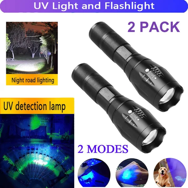 

Набор из 2 штук: Фонарь LED 2-в-1 (УФ + белый) с зумом, лампа для обнаружения (TK/TMEU для самостоятельной выдачи)