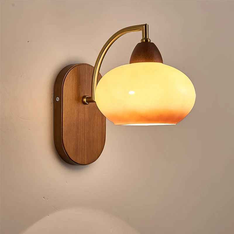 

Cream Wind Glass Wall Light Bedroom Bedside Aisle Corridor Lamp Simple Rstaurant Background Wall Decorative Light