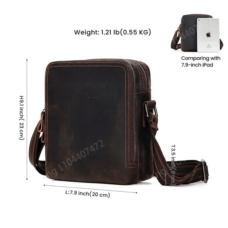 Yao Dong ELIN-Sac à Bandoulière en Cuir de Cheval pour Homme, Sacoche de Voyage Vintage, Travail Masculin, Décontracté, pour iPad 7.9 Pouces