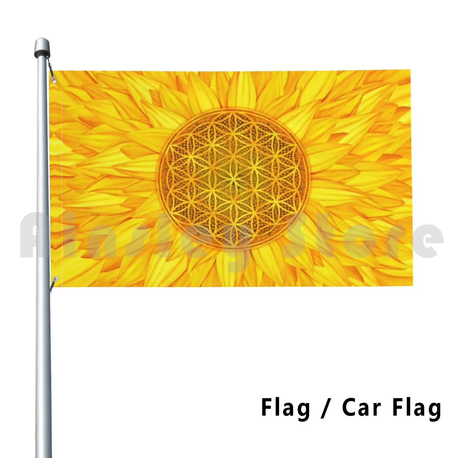 Flor de la vida-Girasol # Bandera De coche con 3 banderas, divertida flor De la vida, Blume Des Lebens Fleur De Vie Sun
