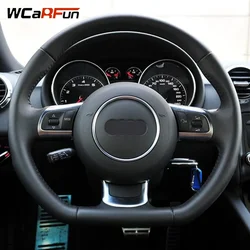 WCaRFun Hand-Stitched Black Artificial Leather Car Steering Wheel Cover For Steering-Wheel for Audi TT 2008-2013