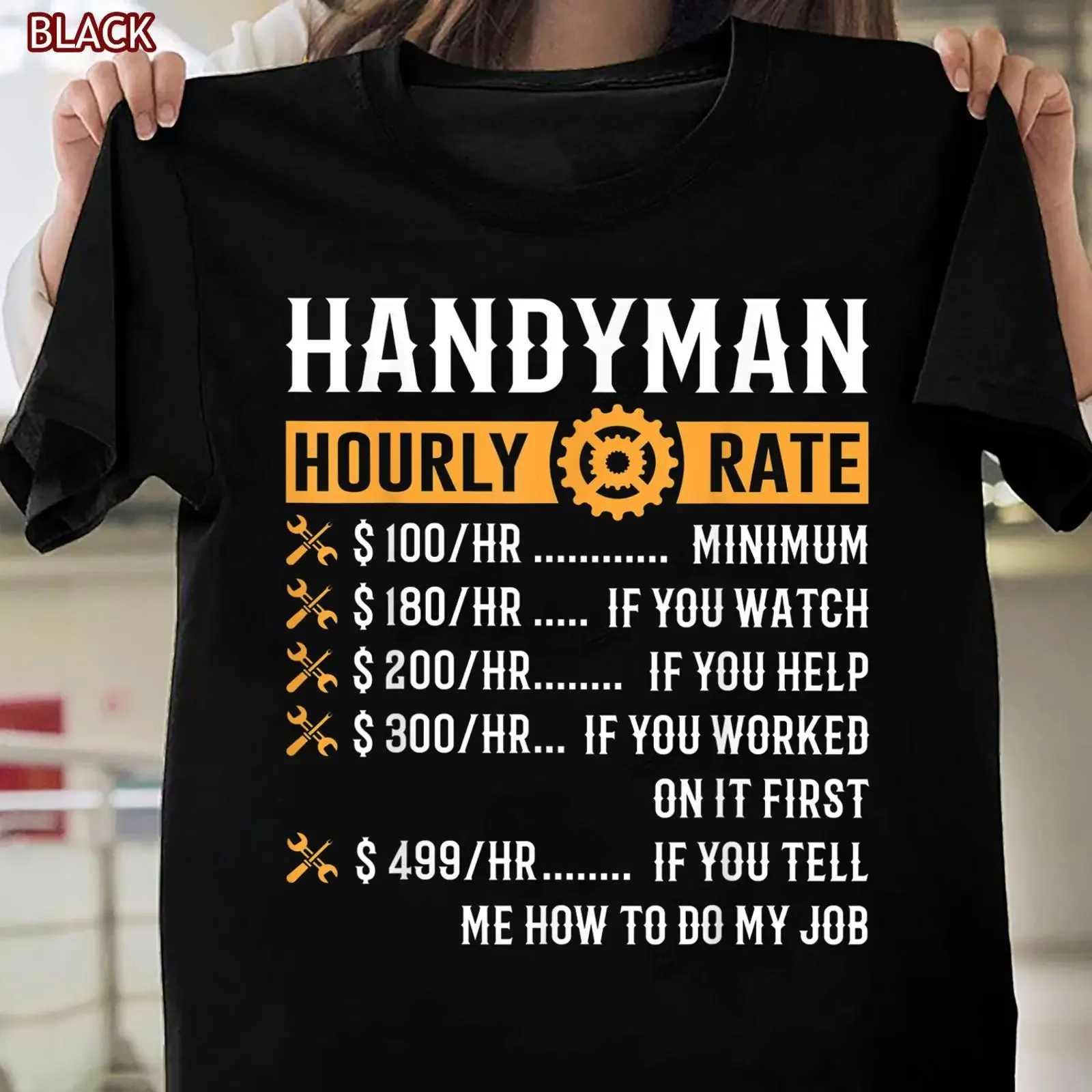 Handyman Hourly Rate T Shirt Funny s for Men Husband Dad Father vintage Washed Unisex Top For Everyday Wear streetwear Soft