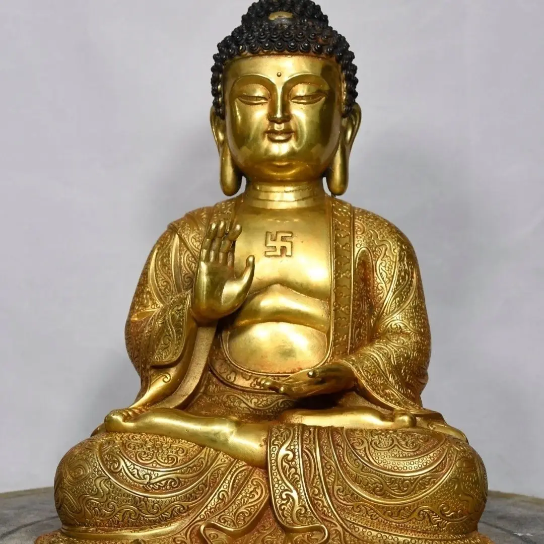 Old Bronze Sambo Buddha Trikalea Buddhas blessed Sakyamuni Buddha Statue Buda