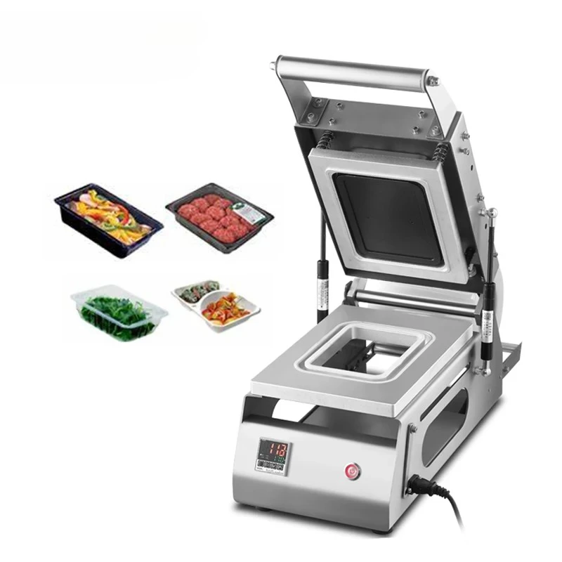 480 Boxes/H Electric Custom Tray Box Bowl Fast Food Meat Fruit Beverage Film Roller Sealing Machine