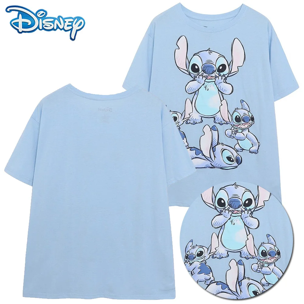 

Disney Stitch Little Monster Cartoon Print T-Shirt Casual Women Short Sleeve O-Neck Pullover Tee Tops Summer Female Streetwear