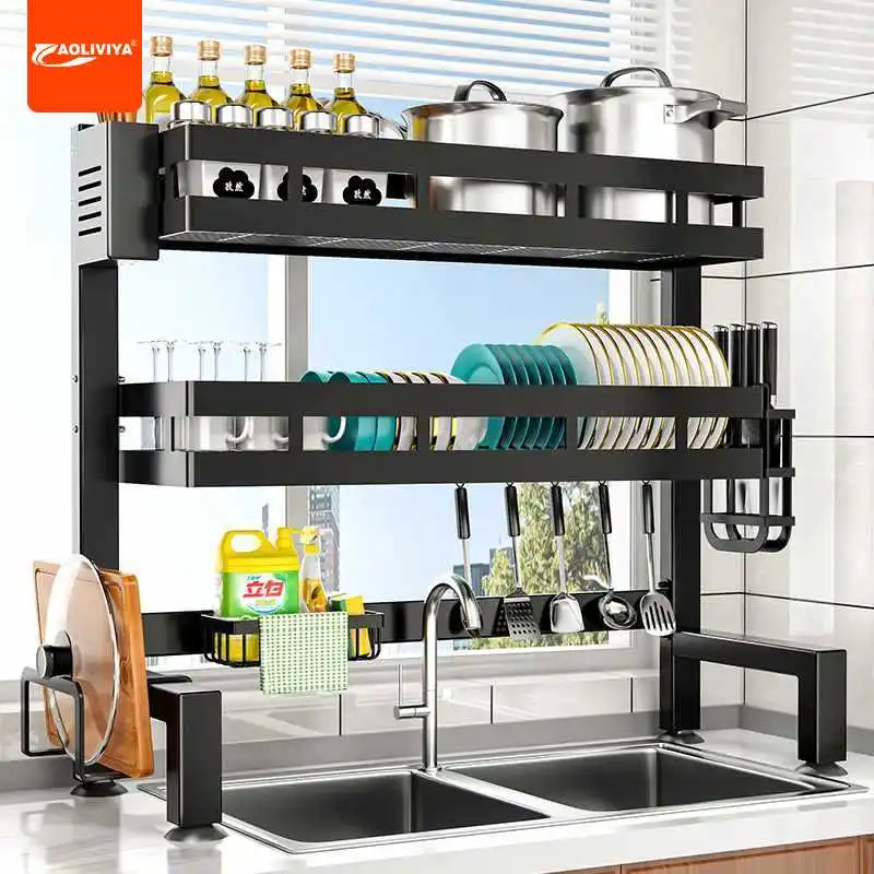 Aoliviya Kitchen Sink Storage Shelf Countertop Dish Storage Rack Multi-Functional Sink Dish Rack Draining Rack